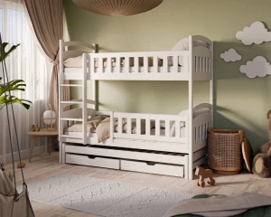 MIA 80x180 wit fabrieksnieuw  3-persoons Stapelbed Uitschuifbed wit Kinder Meubels 24