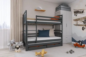 ALAN 90x200 Grafiet Stapelbed Kinder Meubels