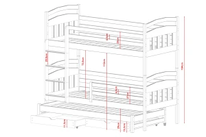 ALAN 90x200 Grafiet Stapelbed Kinder Meubels