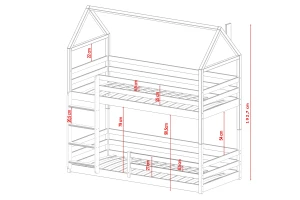 ALEK 90x200 Asgrĳs Stapelbed Huisbed Kinder Meubels