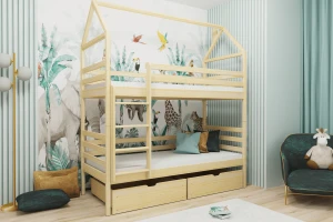 ALEXA 90x200 Natuurlijk Grenenhout Stapelbed Kinder Meubels