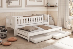 AMELIA 90x200 Natuurlijk Grenenhout Uitschuifbed Kinderbed Kinder Meubels