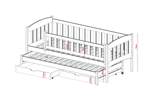AMELIA 90x200 Asgrĳs Uitschuifbed Kinderbed Kinder Meubels