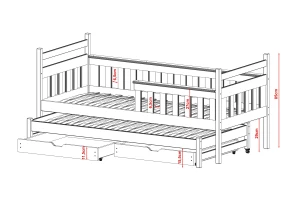 DENIS 90x200 Grafiet Uitschuifbed Kinderbed Kinder Meubels