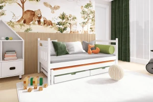 DOMINIK 90x200 Natuurlijk Grenenhout Uitschuifbed Kinderbed Kinder Meubels