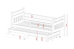 DOMINIK 90x200 Natuurlijk Grenenhout Uitschuifbed Kinderbed Kinder Meubels