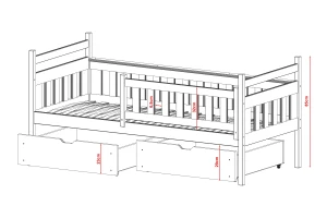 EMILY 90x200 Grafiet Kinderbed Kinder Meubels