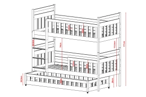 EVA 90x200 Grafiet Stapelbed Kinder Meubels