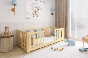 FABIO 90x200 Natuurlijk Grenenhout Kinderbed Vloerbed Kinder Meubels