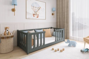 FABIO 90x200 Grafiet Kinderbed Vloerbed Kinder Meubels