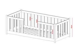 FABIO 90x200 Grafiet Kinderbed Vloerbed Kinder Meubels
