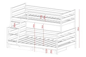 FRANZ 120x200/90x200 Wit Stapelbed Kinder Meubels