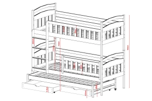 IDA 90x200 Grafiet Stapelbed Kinder Meubels