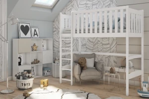 LAURA 90x200 Natuurlijk Grenenhout Hoogslaper Kinder Meubels