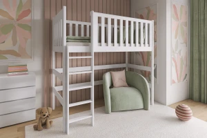 LAURA 90x200 Natuurlijk Grenenhout Hoogslaper Kinder Meubels