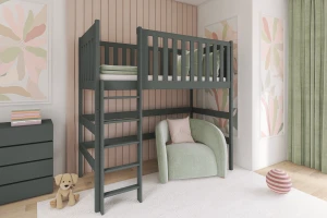 LAURA 90x200 Grafiet Hoogslaper Kinder Meubels