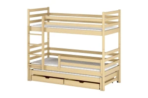 LEON 90x200 Natuurlijk Grenenhout Stapelbed Kinder Meubels