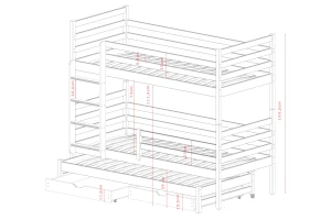 LEON 90x200 Natuurlijk Grenenhout Stapelbed Kinder Meubels