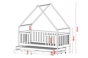 MAGGIE 90x200 Asgrĳs Stapelbed Huisbed Kinder Meubels