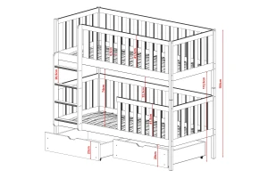 MANUEL 90x200 Natuurlijk Grenenhout Stapelbed Kinder Meubels