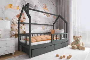 OLGA 90x200 Grafiet Kinderbed Huisbed Kinder Meubels