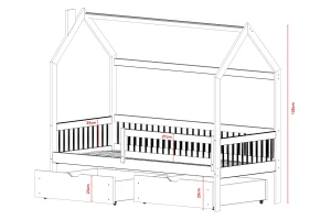OLGA 90x200 Grafiet Kinderbed Huisbed Kinder Meubels