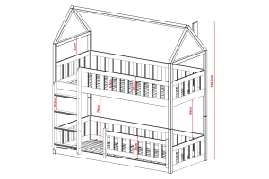 PAULINE 90x200 Asgrĳs Stapelbed Huisbed Kinder Meubels