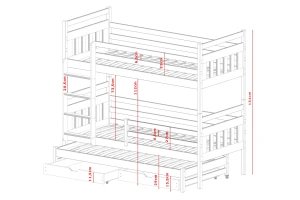 SARAH 90x200 Natuurlijk Grenenhout Stapelbed Kinder Meubels