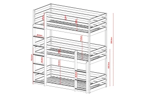 THOMAS 90x200 Natuurlijk Grenenhout Stapelbed Kinder Meubels