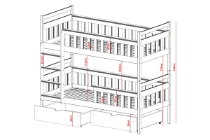 TIM 90x200 Grafiet Stapelbed Kinder Meubels