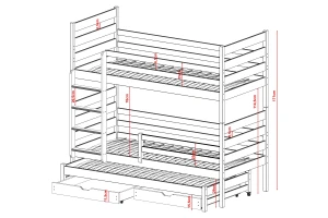 TOMI 90x200 Natuurlijk Grenenhout Stapelbed Kinder Meubels