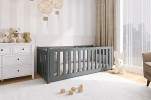 CAROLIN 90x200 Grafiet Kinderbed Vloerbed Kinder Meubels