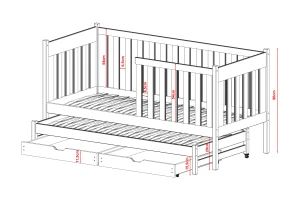 KARIN 90x200 Grafiet Uitschuifbed Kinderbed Kinder Meubels