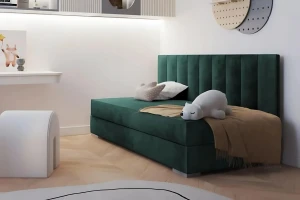 ARTHUR 90x200 Wit + Velours Amber 502 Donkergroen Hoogslaper Functioneel Bed met Bank Sofa CII Kinder Meubels