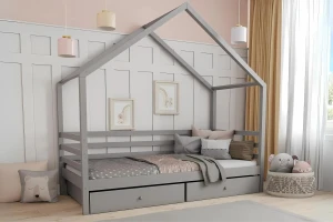 COMET 120x200 Grijs Huisbed Kinderbed met Lades Kinder Meubels