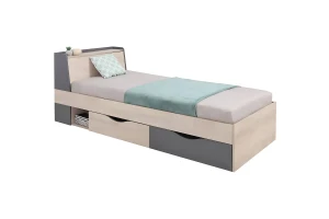 DARLA D14 90x200 Eik + Grafiet Kinderbed Eenpersoonsbed met Lades Kinder Meubels