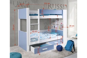 GEORG 90x200 Wit + Eik Goud Stapelbed voor 2 Kinderen met Laden Kinder Meubels