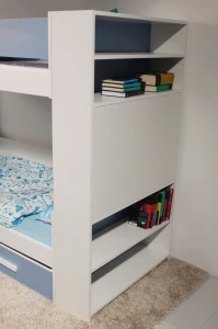 GEORG 90x200 Wit + Eik Goud Stapelbed voor 2 Kinderen met Laden Kinder Meubels