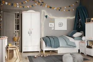 L-LU08 90x200 Wit + Roze Kinderbed Jeugdbed Eenpersoonsbed Kinder Meubels