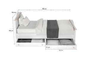 L-LU08 90x200 Wit + Roze Kinderbed Jeugdbed Eenpersoonsbed Kinder Meubels