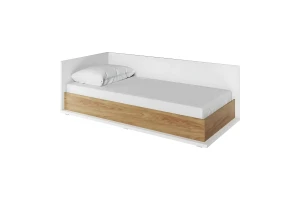 L-SI09 L/R 90x200 Wit / Hickory Natuur Jeugdbed Eenpersoonsbed Kinder Meubels