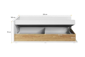 L-SI09 L/R 90x200 Wit / Hickory Natuur Jeugdbed Eenpersoonsbed Kinder Meubels
