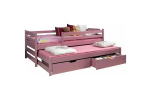 MIKE 90x200 Roze Kinderbed Uitschuifbed met Laden Kinder Meubels