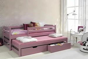 MIKE 90x200 Roze Kinderbed Uitschuifbed met Laden Kinder Meubels