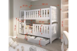 NOAH II 90x200 Grijs Stapelbed met Laden Kinder Meubels