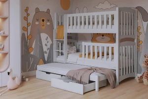 NOAH III 90x200 Wit Stapelbed Uitschuifbed met Laden Kinder Meubels