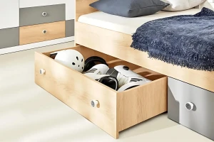 POKO 15 120x200 Sonoma Eik + Wit Mat Lux + Grijs Kinderbed Jeugdbed Eenpersoonsbed Kinder Meubels