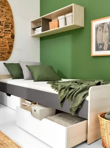 RM15 90x200 Wilton Eik Wit + Wit Lux + Antraciet Jeugdbed Eenpersoonsbed Kinder Meubels