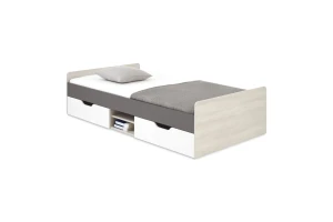 RM16 120x200 Wilton Eik Wit + Wit Lux + Antraciet Jeugdbed Eenpersoonsbed Kinder Meubels