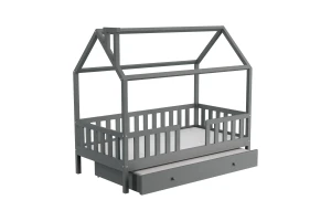 ROSI 90x200 Grijs Huisbed Uitschuifbed Kinder Meubels